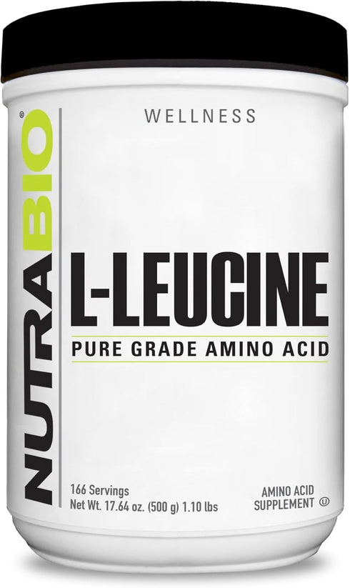 NutraBio Leucine Amino Acid Supplement, Muscle Growth and Recovery, Vegan, Non-GMO, Gluten Free, 500 Grams