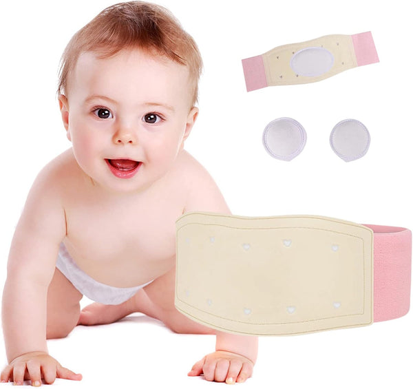 Paskyee Umbilical Hernia Belt Baby Belly Button Band, Adjustable Navel Belly Band for Newborns, Pink