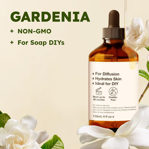 Set Set 2X 4 Oz Gardenia Essential Oil for Diffuse & Rose Otto Essential Oil for Diffuser - Aromatherapy Grade