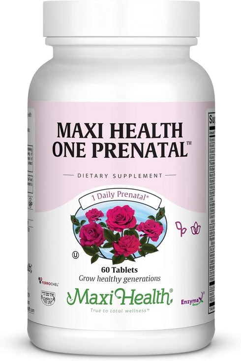 Maxi Health One Prenatal Vitamins with Iron - Enhanced Absorption & Bioavailability, 60 Tablets for Women