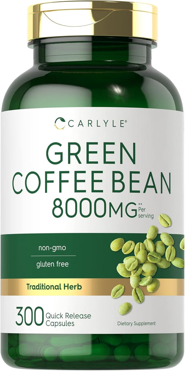 Carlyle Green Coffee Bean Extract 8000 mg, 300 Capsules, Non-GMO, Gluten Free Traditional Herb Supplement
