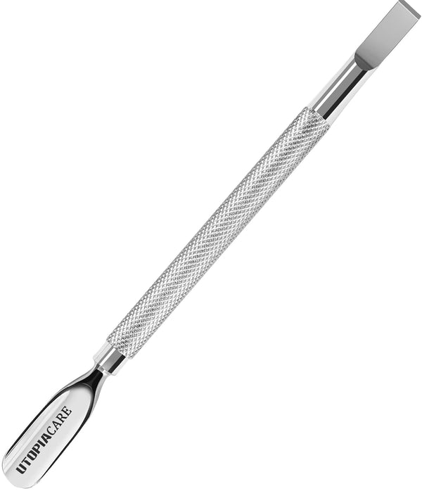 Utopia Care Cuticle Pusher Tool & Spoon Nail Cleaner - Professional Stainless Steel Remover & Cutter, Silver