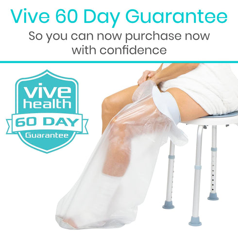 Vive Cast Cover for Shower Leg, Waterproof Adult Cover Bag for Showering After Surgery, Watertight & Submersible