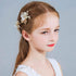 PRDGIRL Pack of 2 Wedding Flower Girl Hair Pins, Bride Pearl Hair Piece Crystals Hair Clips for Women and Girls (Gold)