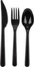 PlasticPro 200 Pack Heavy Weight Black Plastic Spoons, Disposable Cutlery Set