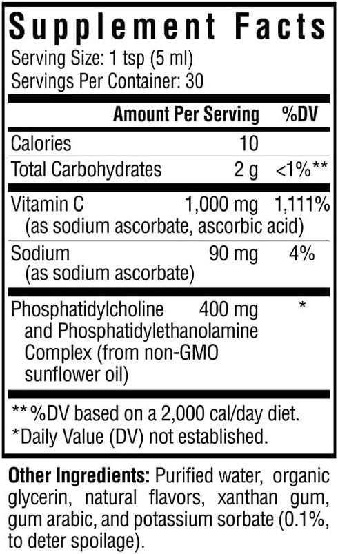 Optimal Liposomal Vitamin C - Lemon Zest, 1,000 mg per Serving, Non-Soy Non-GMO, 5 oz, 30 Servings