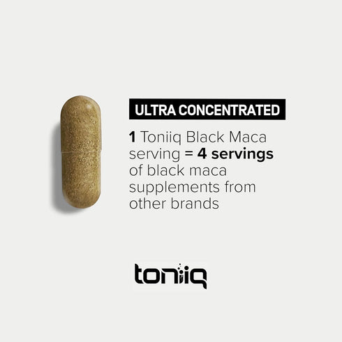 Toniiq 20:1 120 Black Maca Root - Ultra High Potency Extract - Single Origin, Wildcrafted & Highly Concentrated