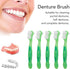 5pcs Denture Brush Set - Brushes Double Bristle Head for Denture Care (Green)