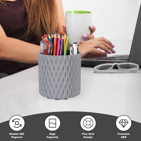 Makeup Brush Holder Organizer, 360° Rotating Multi-Functional Pen Holder for Desk
