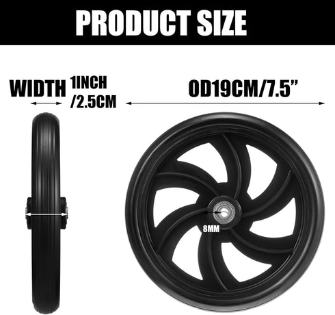 4 Sets 7.5 Inch Replacement Wheelchair Wheels for Walkers Wheelchair Front Wheels Anti Slip Walker Rubber Replacement