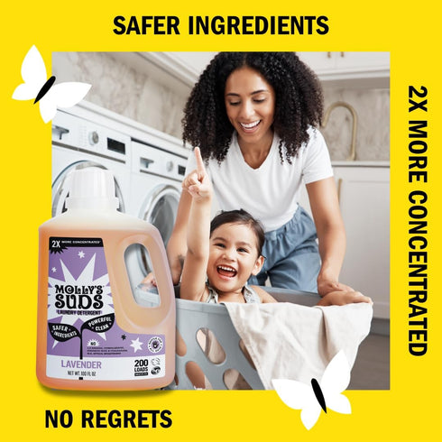 Molly's Suds Liquid Laundry Detergent | Natural Soap for Sensitive Skin | 2x Concentrated, High Efficiency (HE) |