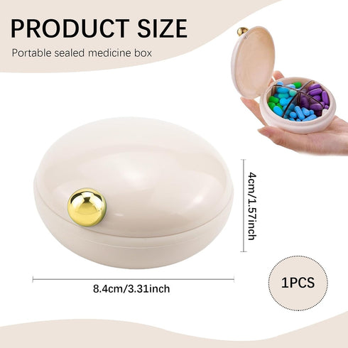 LCJAOF 4 Pill Organizer Times a Day, Weekly Round Pill Box with Removable Compartments - Spill-Proof Portable Travel