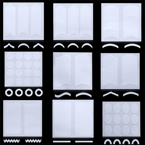 WOKOTO 24 Sheets French Nail Stickers for Women, Heart Shape, Star, Wave, Smile Shapes with Tweezers and Brush Set