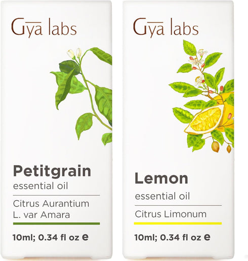 Petitgrain Essential Oil for Skin & Lemon Essential Oil for Diffuser Set