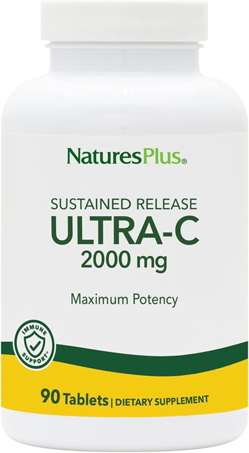 Natures Plus Ultra C W/Rose HIPS, 2000 mg, 90 Vegetarian Tablets - Maximum Potency Immune Support