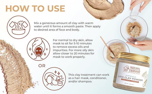 Natural Elephant Ghassoul Moroccan Lava Clay Powder 100% Pure & Natural (200g Jar)