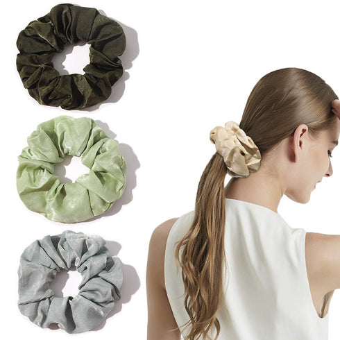 Silk Satin Scrunchies for Women, Big Scrunchy Ponytail Holder, Soft Elastic Hair Bands for Vsco Girls