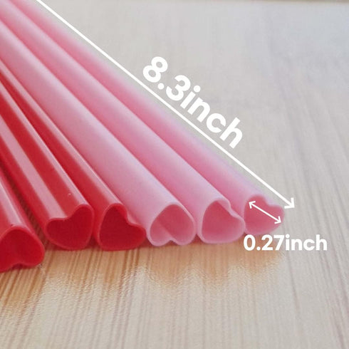 200pcs Heart Shaped Red Straws, Cute Disposable Drinking Straws Individually Wrapped for Valentines Day Party Supplies