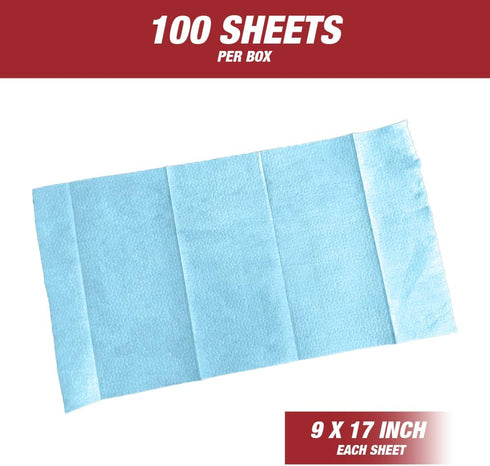 Prep Wipe 100 Pack, 9" 17", Lint-Free Cleaning Towels | Heavy Duty, Solvent Resistant Wipes for Auto Body & Industrial