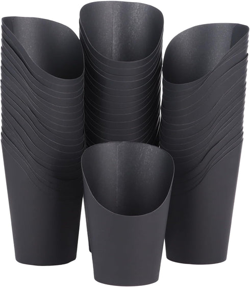 NIMBLOOM 150 14 oz 4.9 Pcs Black French Fry Cups, Disposable Snack Cups with PE Coated Paper, in Tall Charcuterie Cups