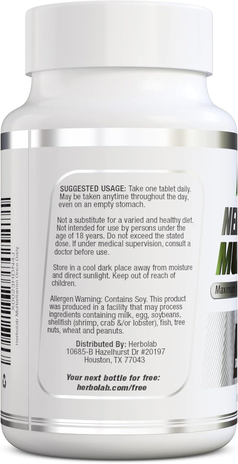Multivitamin Once Daily, Max Strength Vitamins A, C, D, E, K, B1, B2, B6, B12, Niacin, Calcium, Magnesium, Zinc, Selenium, Copper, Manganese, Chromium with Lycopene, 60 Count 2 Mo Supply