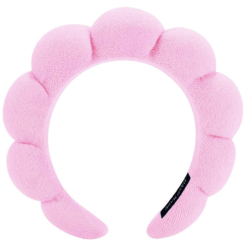 Spa Headbands for Washing Face, Pink Sponge Bubble Skincare Headbands for Women, Hair Accessories