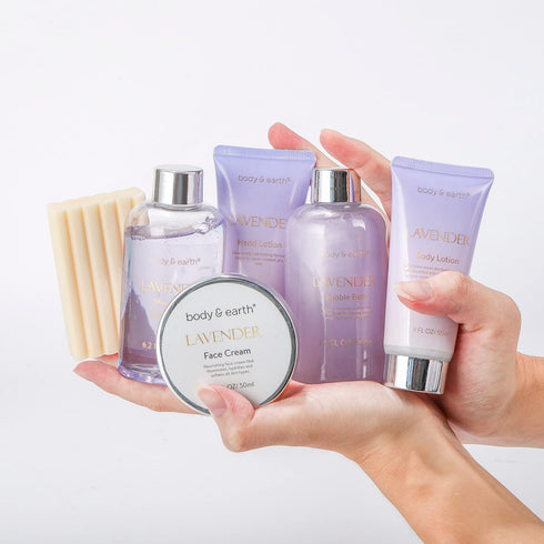 Spa Gifts for Women, Lavender Gift Set, 6 Pcs Bath Gift Sets, Self Care Birthday Gifts, Relaxing Spa Set