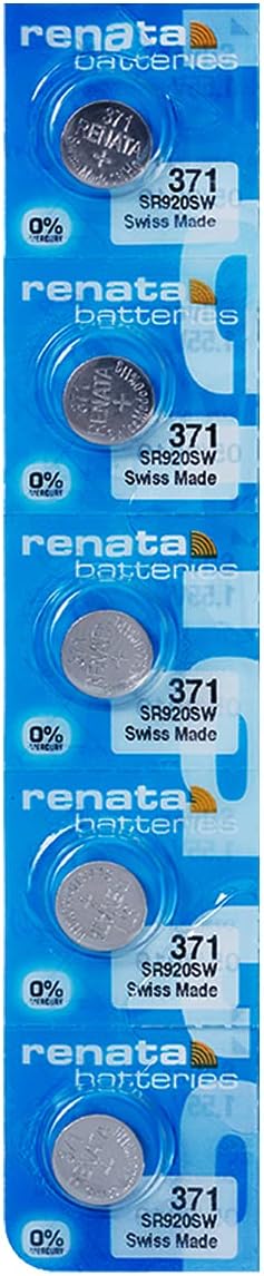 Renata 371 Watch Battery SR920SW, Strip of 5 Batteries