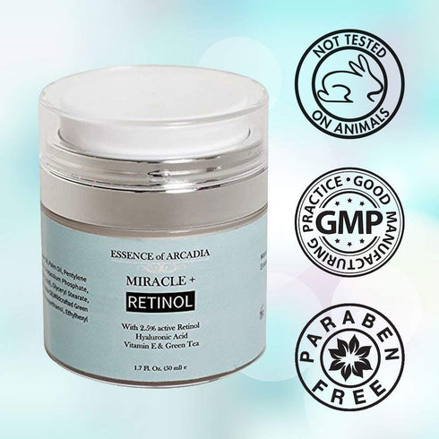 Retinol Moisturizer Cream 2.5% for Face & Eye Area - Anti-Aging Formula with Hyaluronic Acid, Vitamin E, Green Tea -