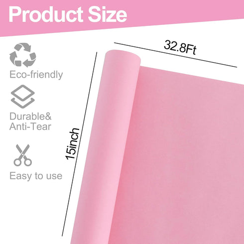 BEISHIDA Dark Pink Wrapping Papper, 15" X 32ft Kraft Wrapping Paper Roll Gift Wrapping Papper Flower Wrapping Papper for Packing Birthday Christmas Mother's Day Wedding Valentine's Day Gift Wrapping
