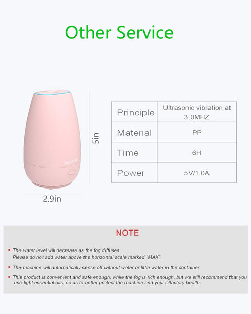 SOICARE Car Diffuser, Small Portable Essential Oil Diffuser with Built-in USB Cable, Mini Aromatherapy Diffuser (Pink)
