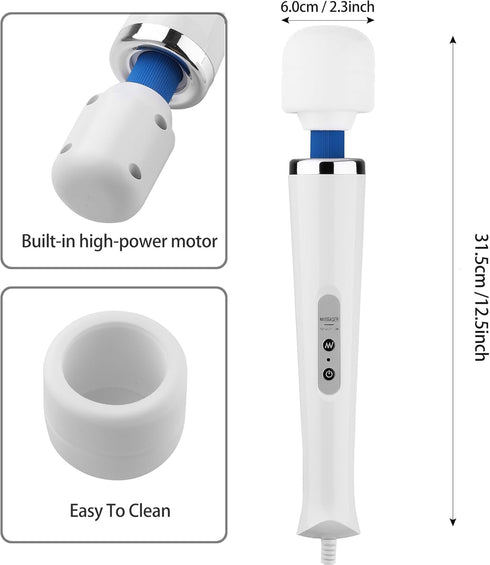 Wired Powerful Massager with Strong Handheld Vibration Wand for Women - Personal Total Body Back Massager for Sports