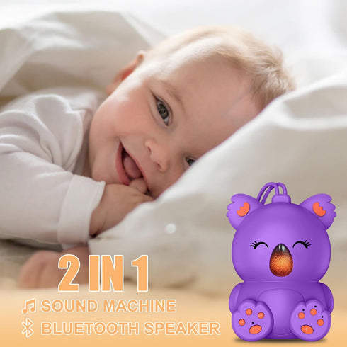 White Noise Machine with Bluetooth Speaker | Portable Baby Sound Machine Non-Looping Music Aid with Timer for Sleep