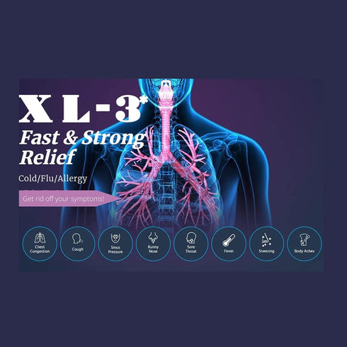 XL-3 Cold and Flu Temporary Reliefs, Nasal Congestion, Fever, Aches and Pains, Non-Drowsy, 2-Pack of 20 Tablets
