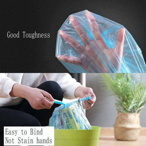 100 Pcs Kitchen Garbage Bags, 4 Gallon Blue 45x60Cm Trash Bags with Handles for Bathroom, Small Trash Bags, Contractor