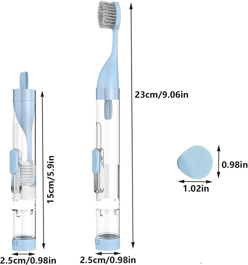 2Pcs Toothbrushes Kit - Fold Travel Size with Built-in Toothpaste Container, Soft Bristles for Travel, Camping, School,