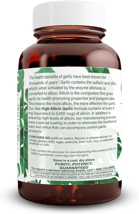 Natural Nutra High Allicin Garlic Supplement - 500mg, 60 Vegan Tablets, Supports Immune System, Heart Health, Better