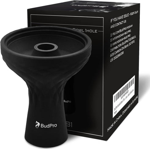 Black Silicone 1 Hole Phunnel Hookah Bowl, Perfect with Charcoal Holder