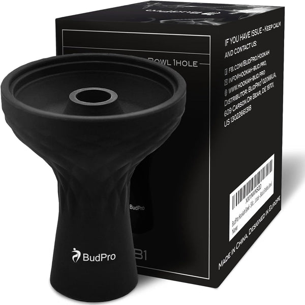Black Silicone 1 Hole Phunnel Hookah Bowl, Perfect with Charcoal Holder