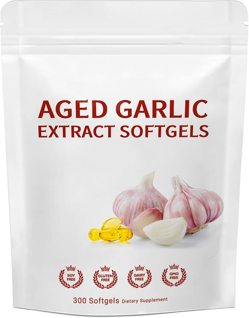 OOMMGGOO Odorless Aged Garlic Extract Softgel 300 Count Organic Garlic Supplement,Support Immune Support