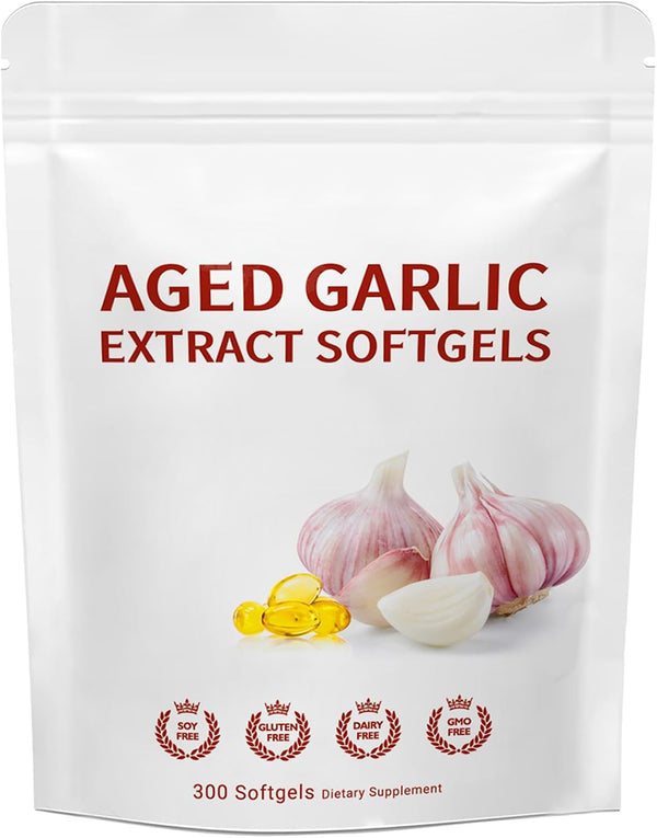 OOMMGGOO Odorless Aged Garlic Extract Softgel 300 Count Organic Garlic Supplement,Support Immune Support