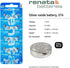 Renata 376 SR626W 1.55V 376 (10 Count) Batteries - Silver Oxide Watch Battery