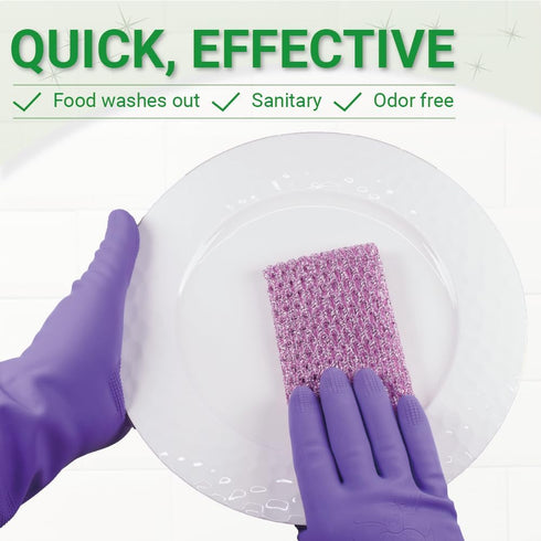 Rugged Glitter Dish Wash Net - 4Pcs Heavy Duty Non-Scratch Scouring Pads for Effective Dishwashing