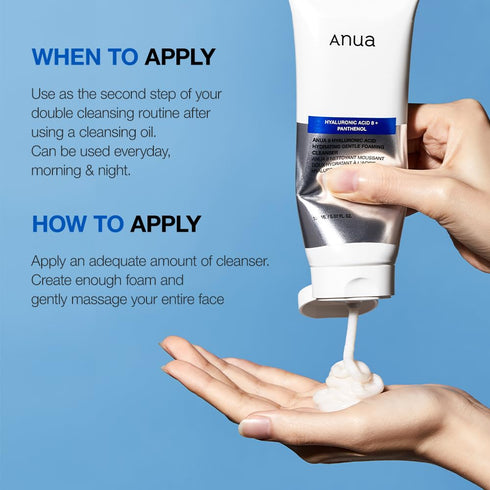 ANUA Hydrating Gentle Foaming Cleanser with Hyaluronic Acid, Korean Face Wash for Dry Skin (150ml/5.07fl oz.)