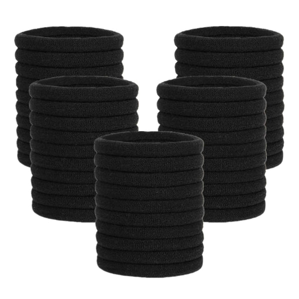 Pimoys 100 Pcs Elastic Hair Ties, Thick Seamless No Damage Ponytail Holders for Girls Women (Black)