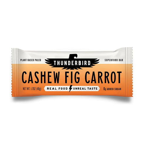 Thunderbird Bars Energy Snack, Gluten-Free with Protein, Vegan Paleo Non-GMO, Cashew Fig Carrot Flavor (12 Count)