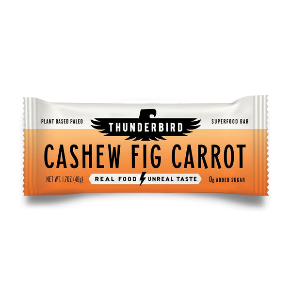 Thunderbird Bars Energy Snack, Gluten-Free with Protein, Vegan Paleo Non-GMO, Cashew Fig Carrot Flavor (12 Count)
