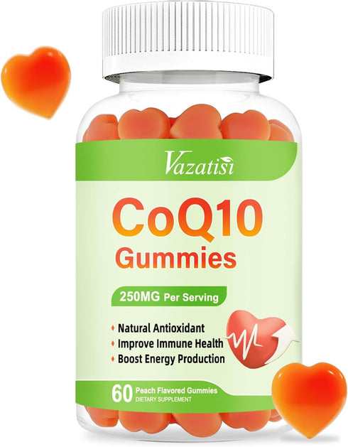 High Absorption CoQ10 Gummies 250mg, Plus Omega-3, Magnesium, Vitamin B12 for Cellular Energy, Vegan 60 Cts