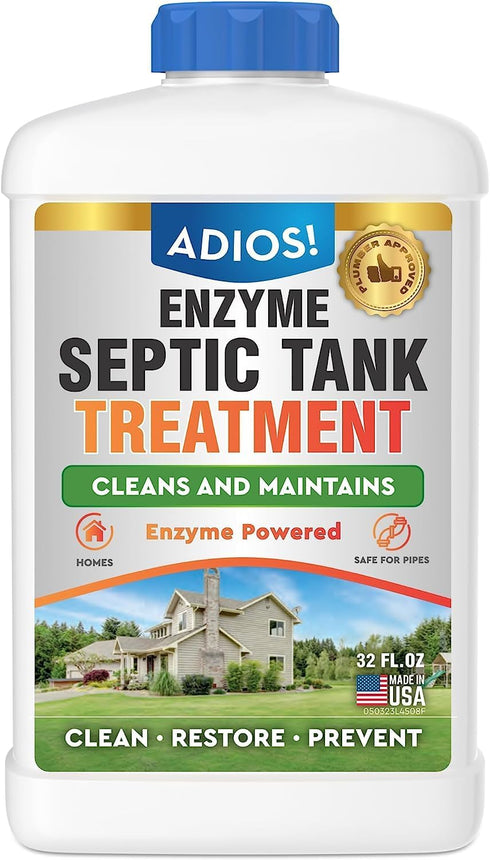 Enzyme Septic Tank Treatment, Natural Drain Safe Cleaner for Septics, Pipes and Drain Fields, Quart (32 oz)