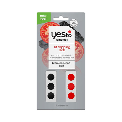 Yes To Tomatoes Detoxifying Charcoal Zit Zapping Dots, 24 Paraben & Cruelty-Free Pimple Patches for Blemish Skin